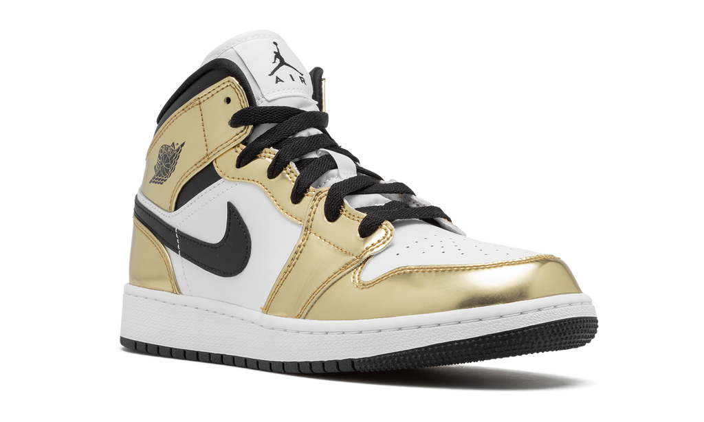 Air Jordan 1 Mid Metallic Gold Black White (GS) 8