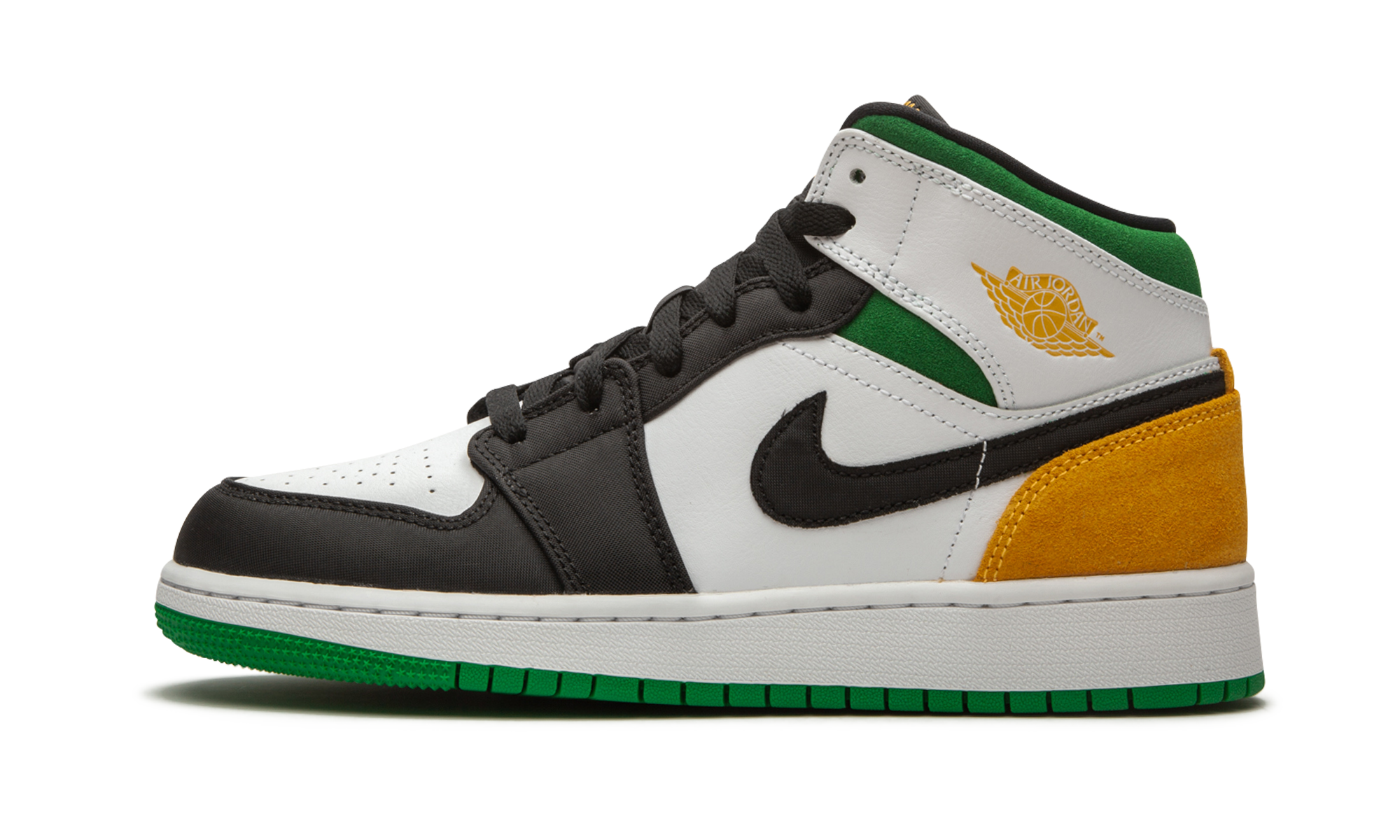 Air Jordan 1 Mid Se White Laser Orange Lucky Green