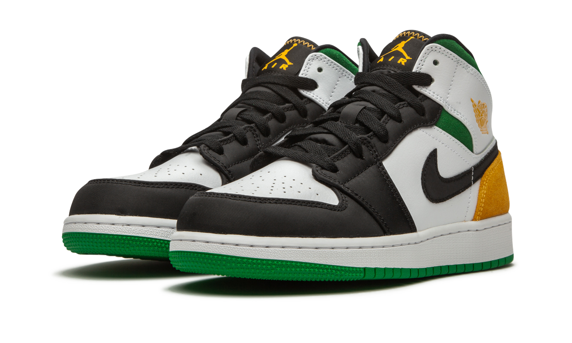 Air Jordan 1 Mid Se White Laser Orange Lucky Green