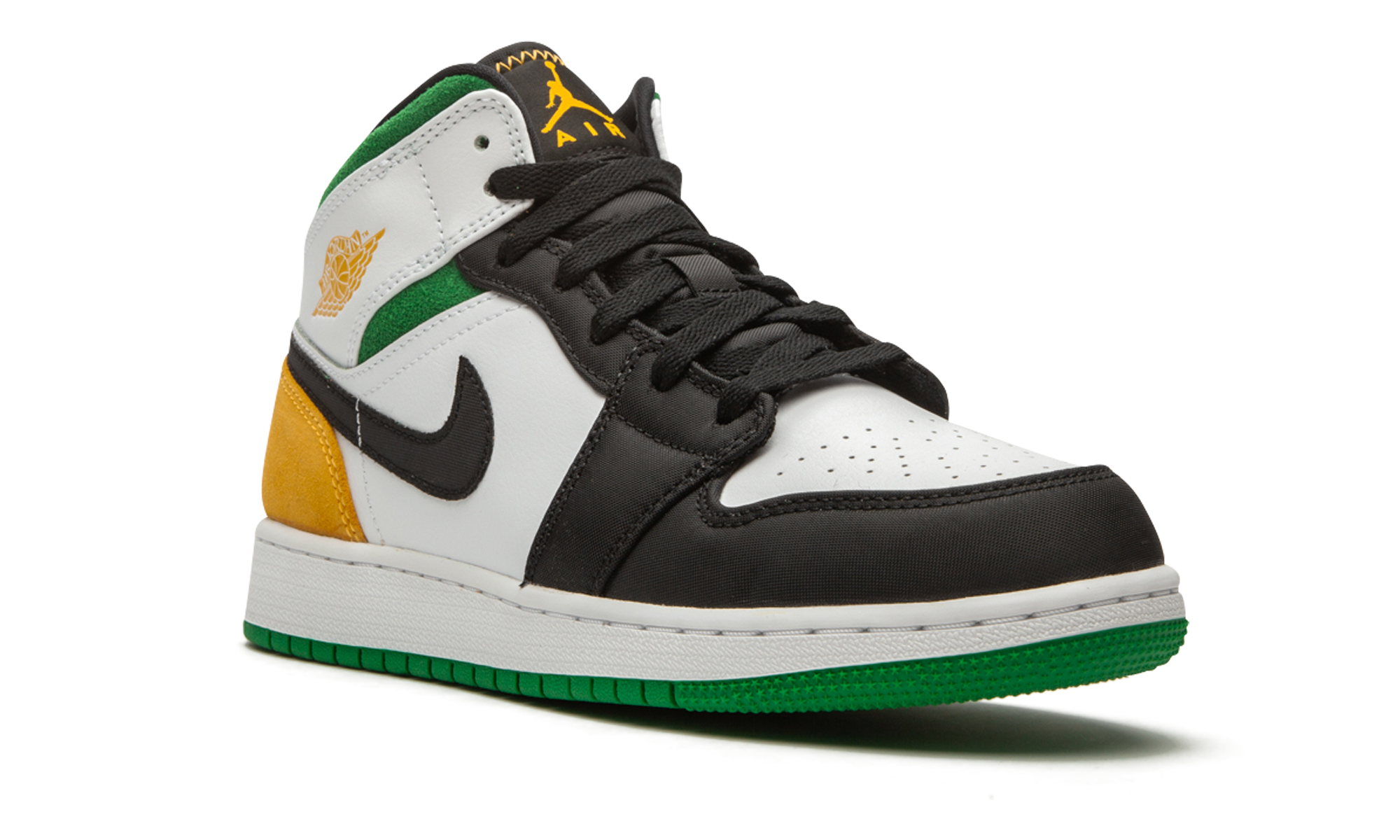 Air Jordan 1 Mid Se White Laser Orange Lucky Green