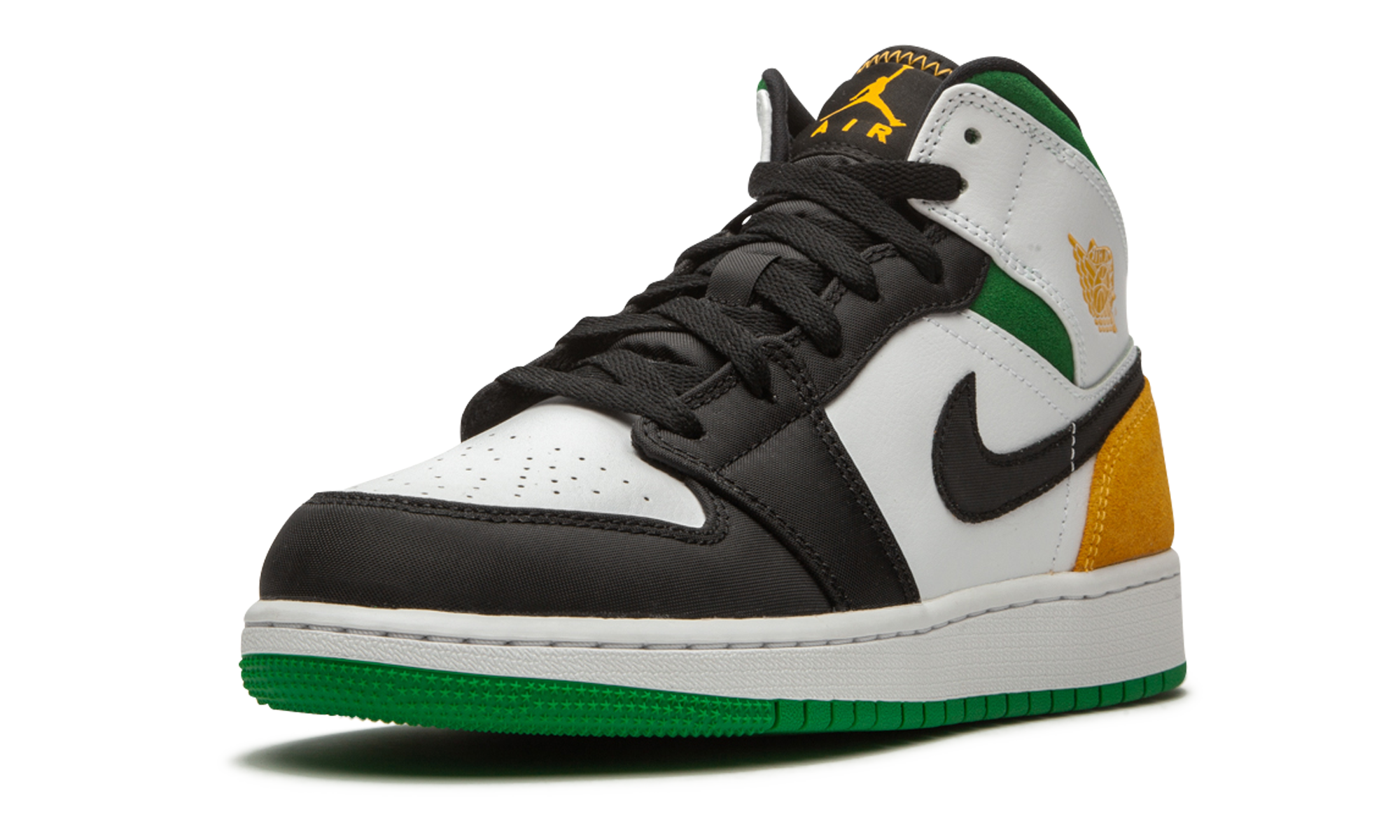 Air Jordan 1 Mid Se White Laser Orange Lucky Green