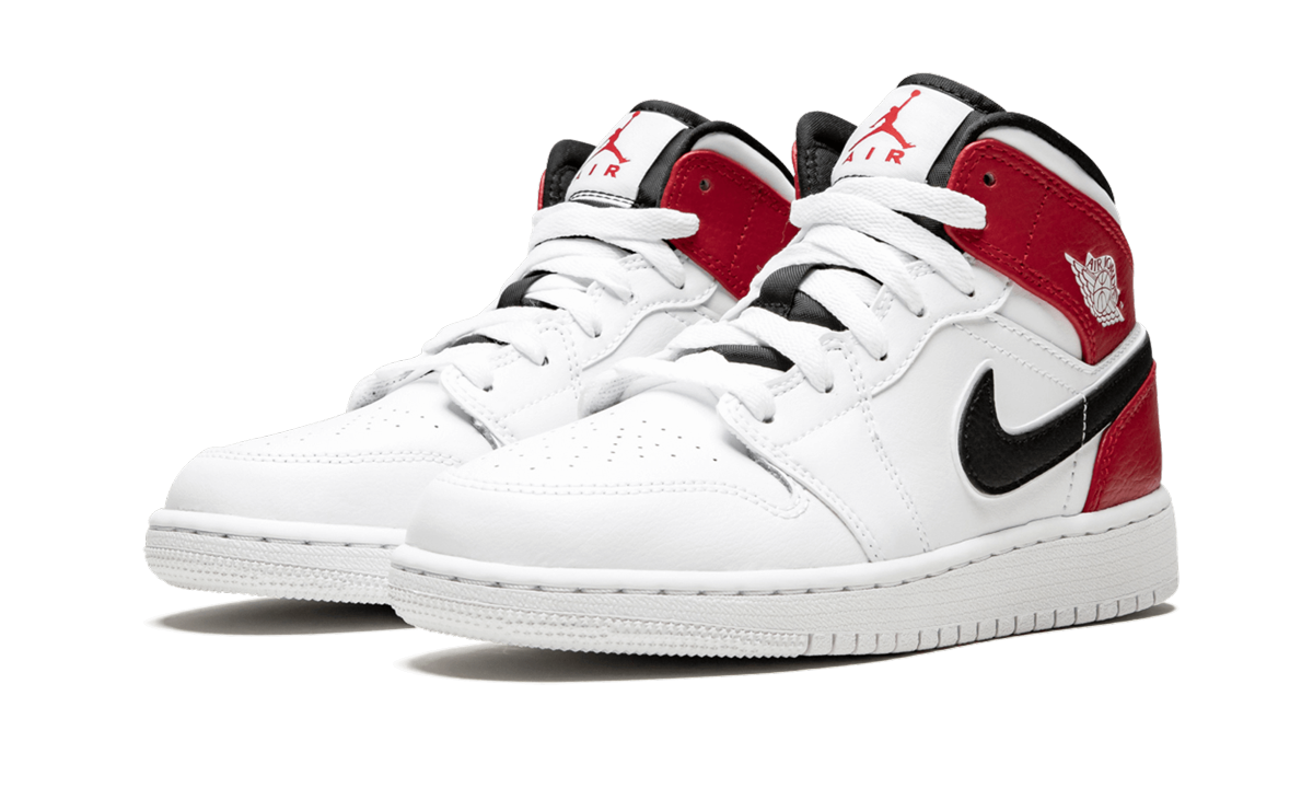 Air Jordan 1 Mid White Black Gym Red (GS) 3