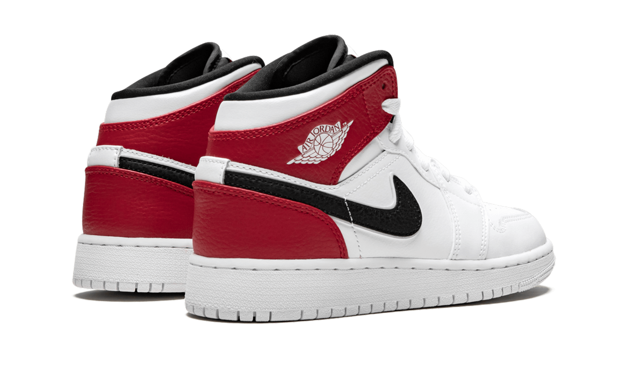 Air Jordan 1 Mid White Black Gym Red (GS) 4