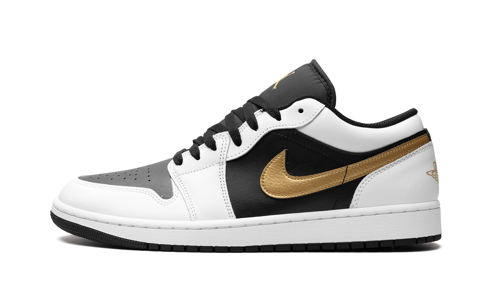 Jordan 1 Low White Black Metallic Gold Swoosh 1