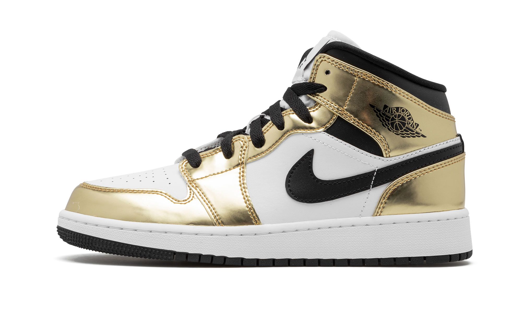 Air Jordan 1 Mid Metallic Gold Black White (GS) 2
