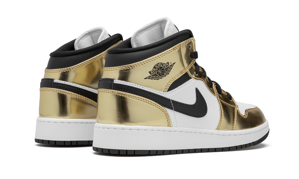 Air Jordan 1 Mid Metallic Gold Black White (GS) 4
