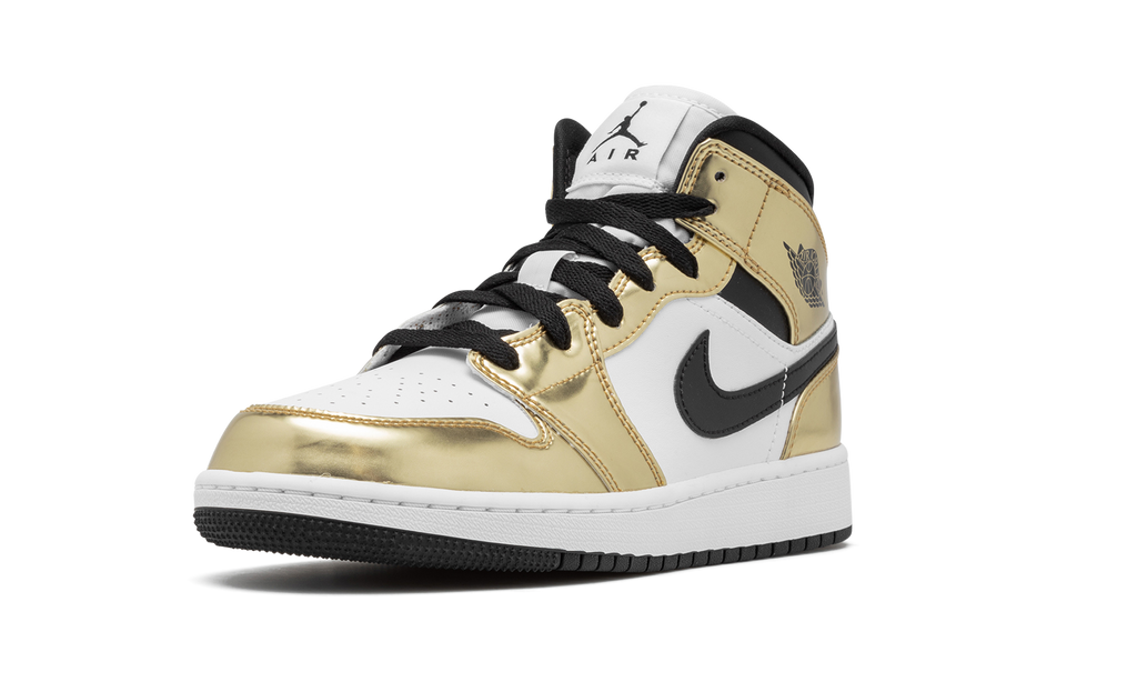 Air Jordan 1 Mid Metallic Gold Black White (GS) 5