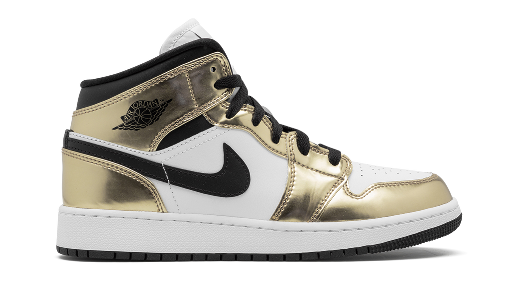 Air Jordan 1 Mid Metallic Gold Black White (GS) 7