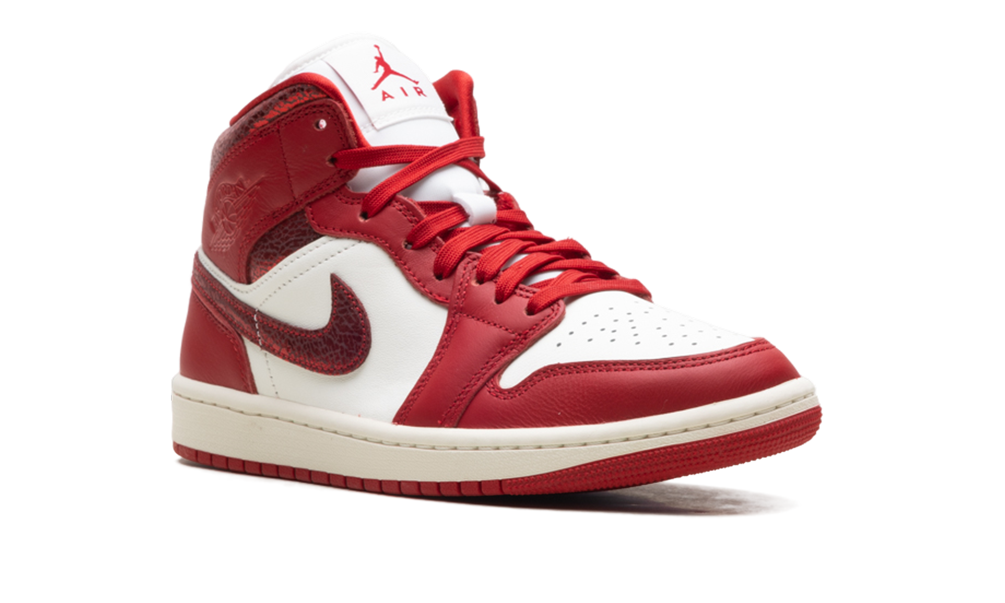 Air Jordan 1 Mid SE Red Cracked Leather (W) 2