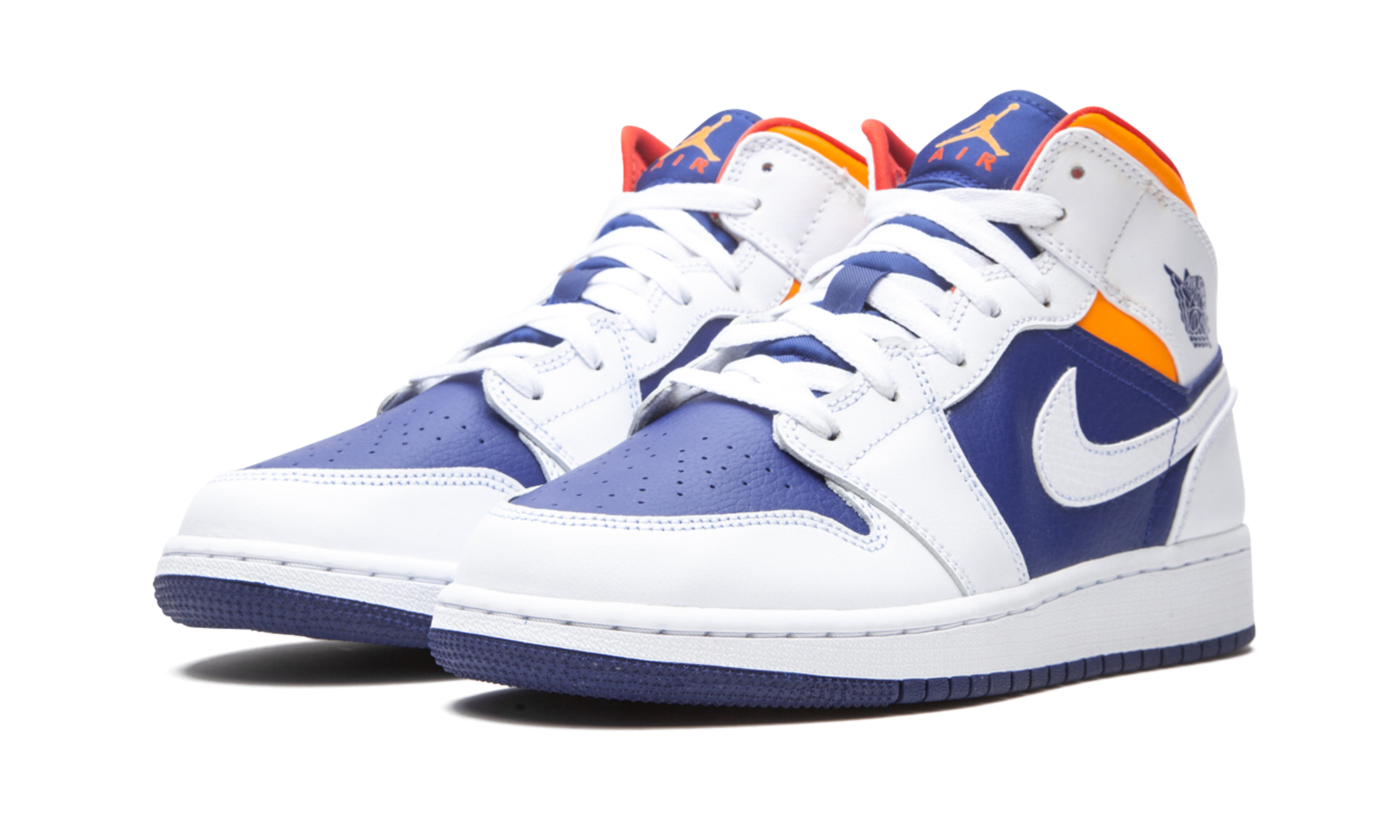 Air Jordan 1 Mid White Laser Orange Deep Royal Blue 2