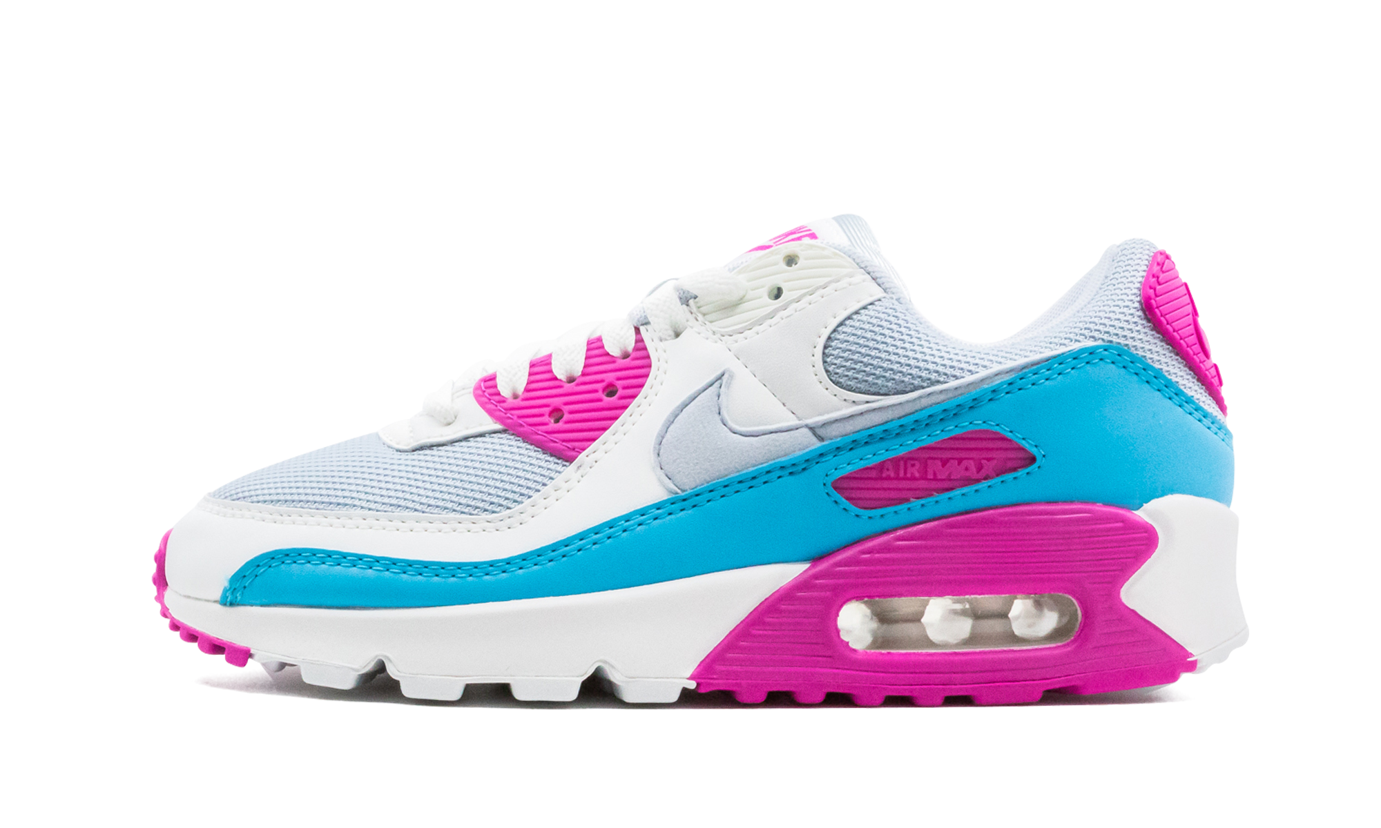 Nike Air Max 90 White Vivid Pink Light Blue Fury (W) 1