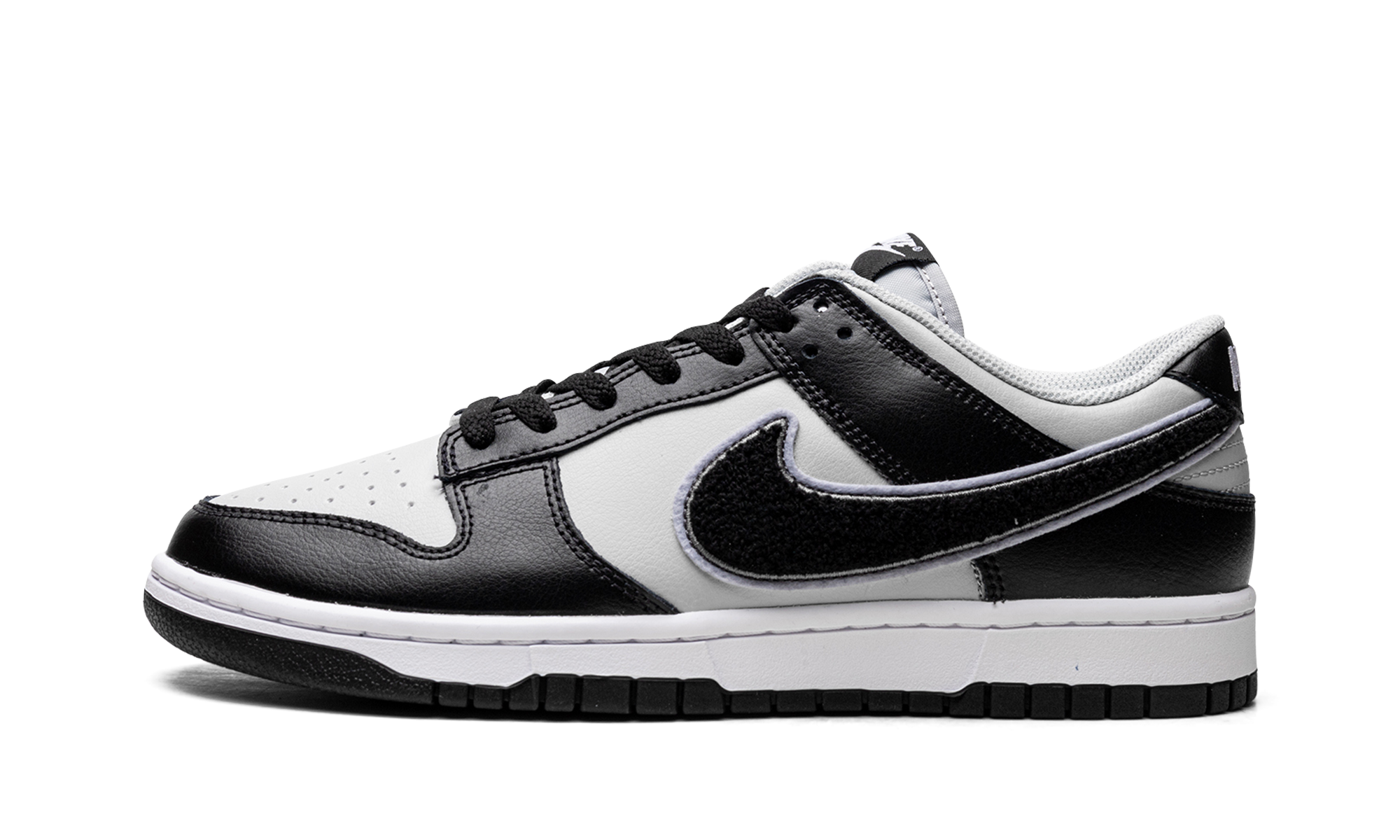 Nike Dunk Low Chenille Swoosh Black Grey 1