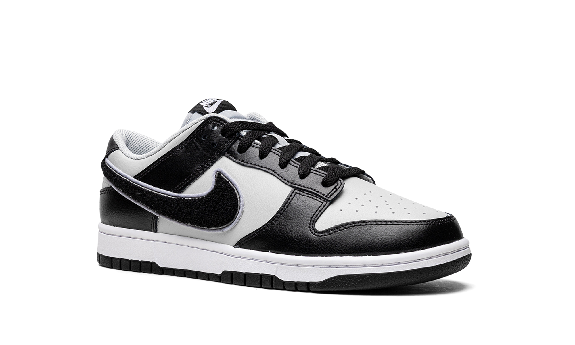 Nike Dunk Low Chenille Swoosh Black Grey 2